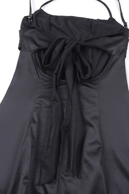 Satin Square Neck High Split Bodycon Party  Dress