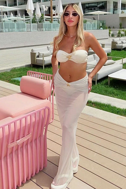 Sexy Bikini with Beach Skirt Three Piece Swim Set