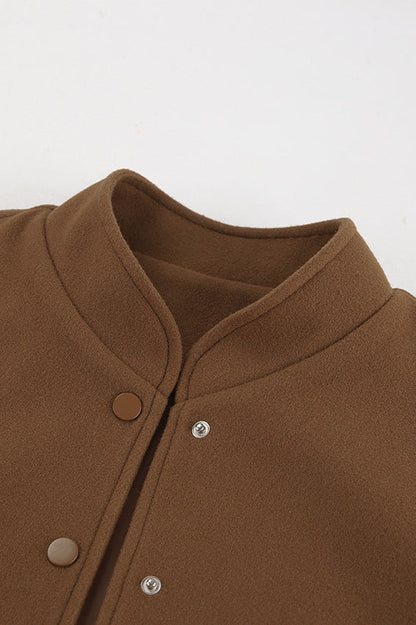 Thick Wool Brown Elastic Hem Coat