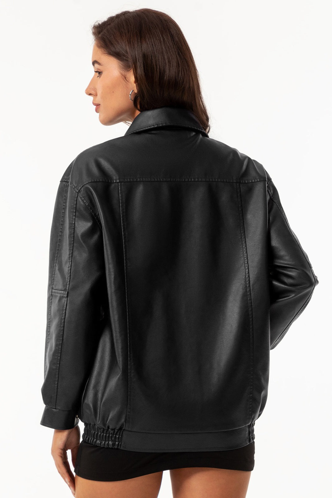 Oversized Lapel Leather Jacket