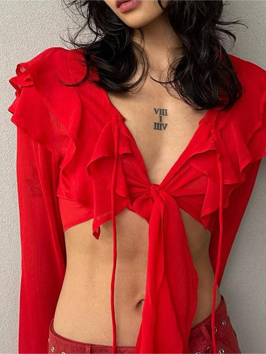 Asymmetric Short Tied Crop Top