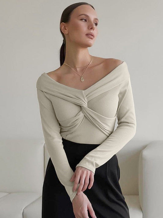 Twisted V Neck Warm T shirt
