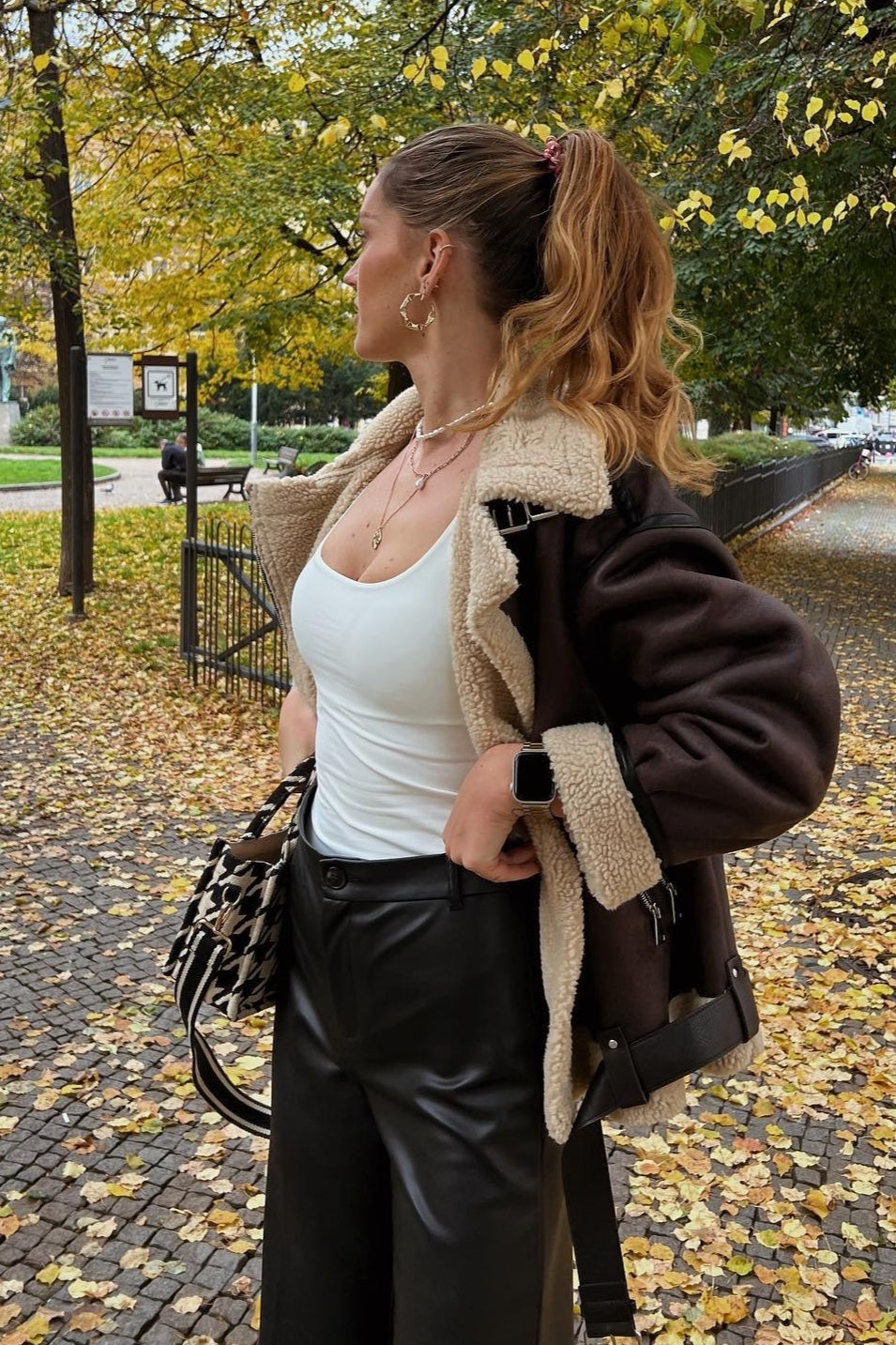 Multi-Zip Faux Shearling Longline Jacket