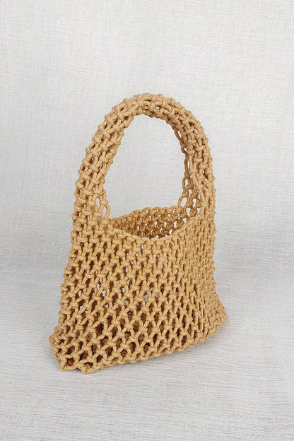 Lazy Style Fishnet Woven Tote Bag