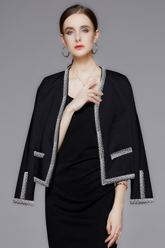 Beaded Open Front Short Coat