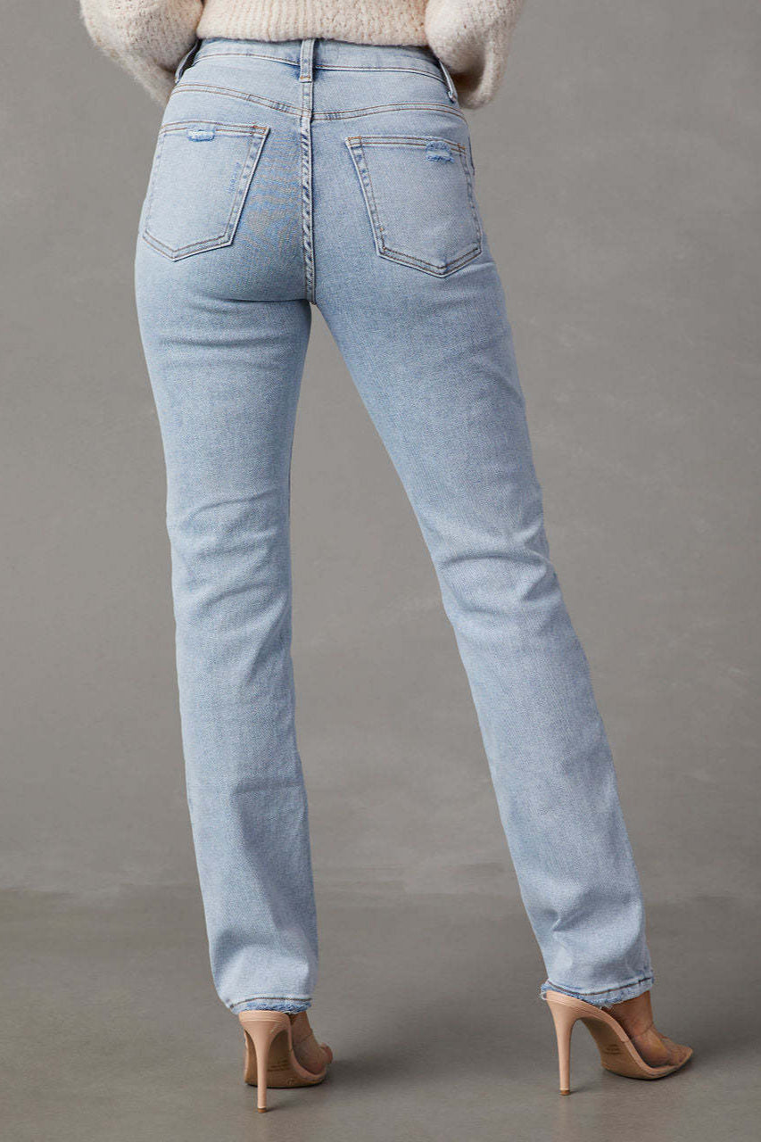 High Waist Light Wash Straight Jean