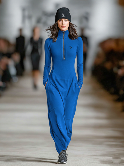 | Zipper Loose Maxi Dress
