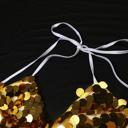 Glitter v neck zip-up halter self tie maxi dress