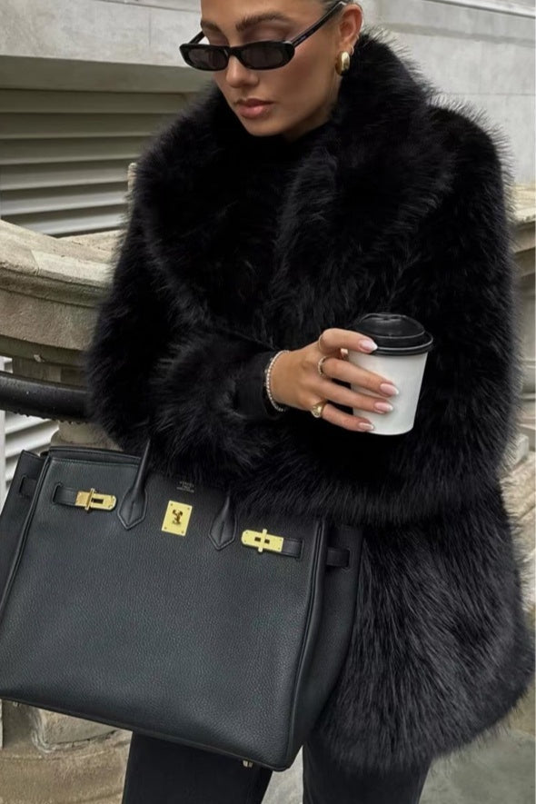 Solid Eco Faux Fur Coat