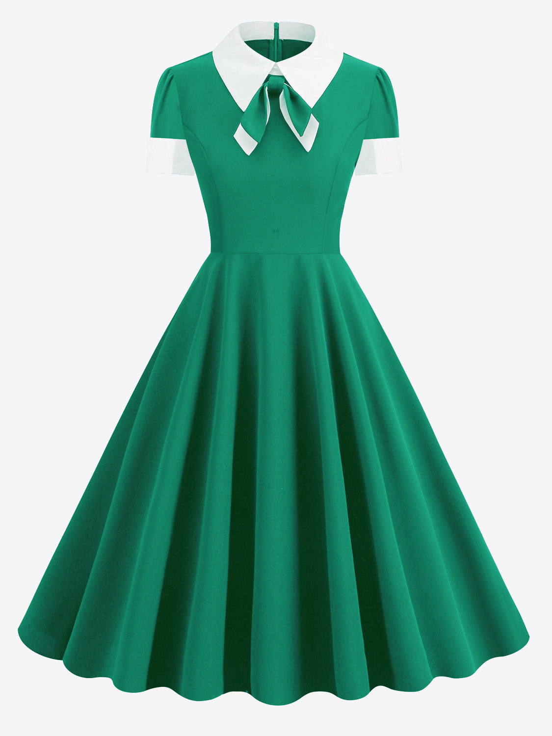 Vintage 1950s Swing Cocktail Dress for Women - V Neck Short Sleeve A-Line Ruched Bust Rockabilly Midi Gown - Wedding Guest 2026