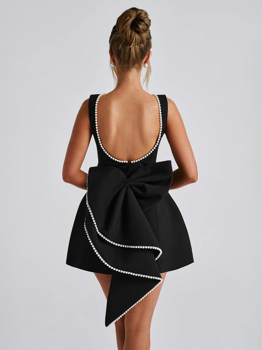 Pearl Cocktail Dress With Bow Sleeveless A-line Backless Birthday Party Mini Dress For Women 2026