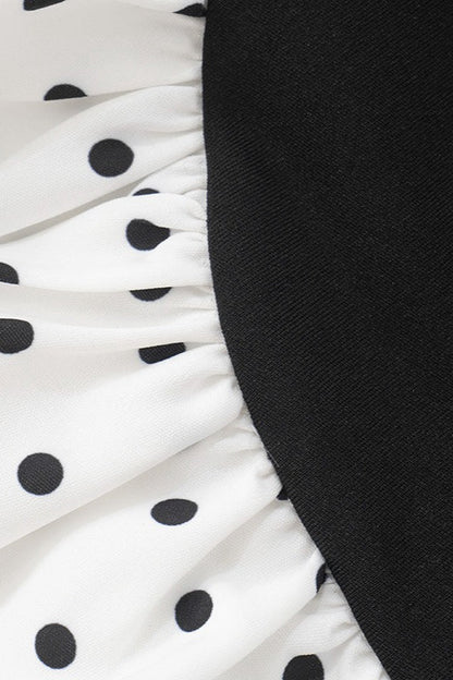 Strapless Polka Dot Sweetheart Bubble Hem Corset Mini Dress
