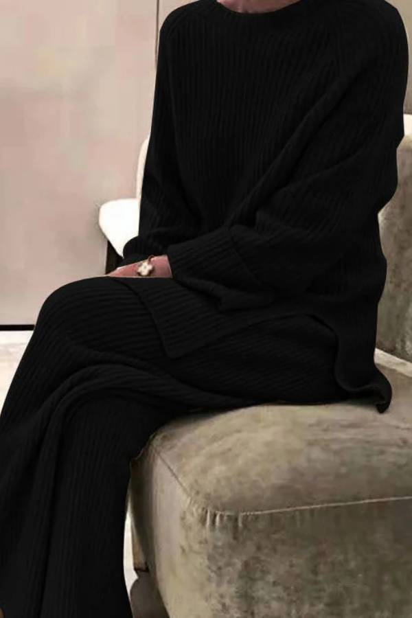 Fashion Rib Knitted Striped Suits