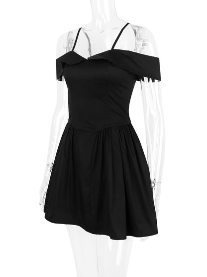 Little Black Dress Spaghetti Straps Flared Birthday Party Mini Dresses