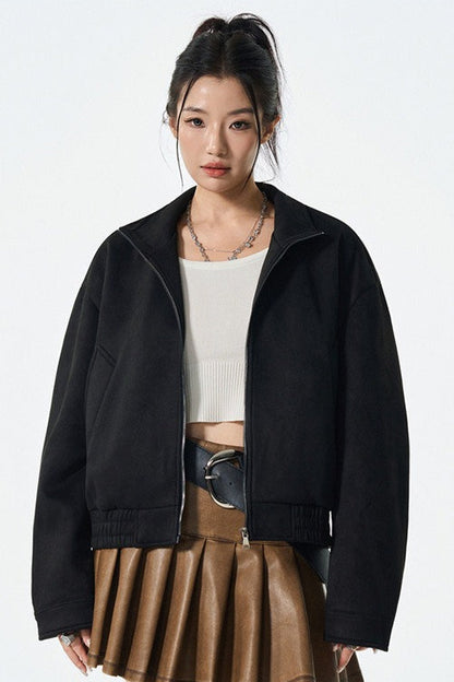 PU Leather Moto Style Longline Jacket