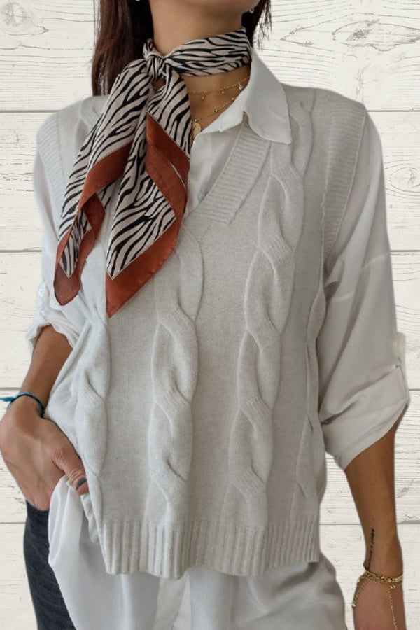 braided sleeveless sweater