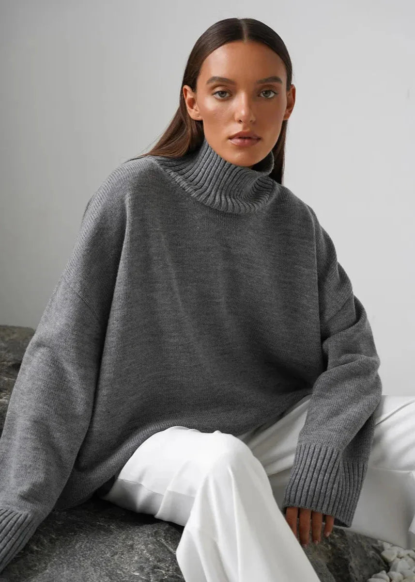 Cozy Solid Turtleneck Sweater
