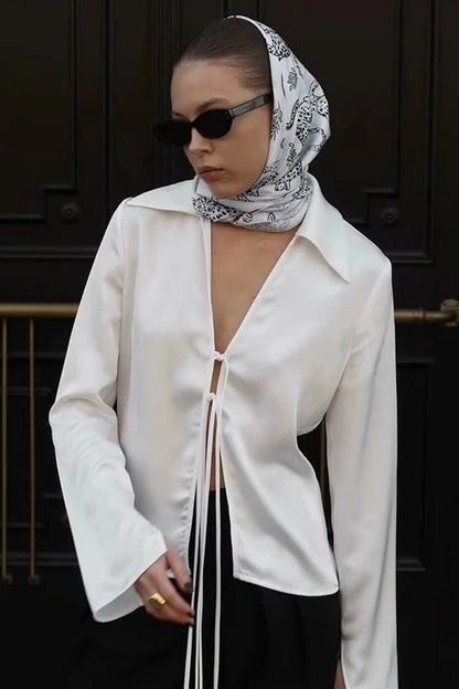 Bow Detail Satin Blouse