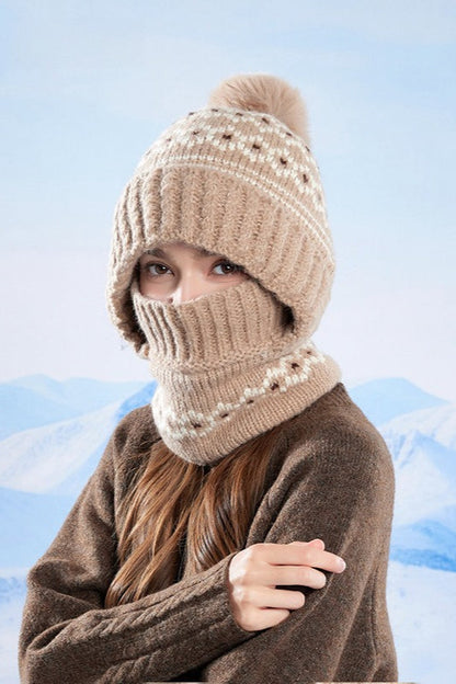 Chunky Knit Balaclava Scarf with Hat