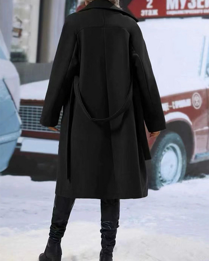Pure Color Lapel Thick Lapel Trench Coat
