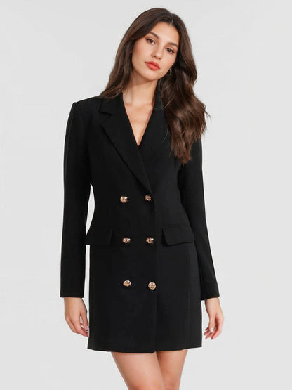 BlazerJacket For Women Turndown Collar Long Sleeves Mini Dresses