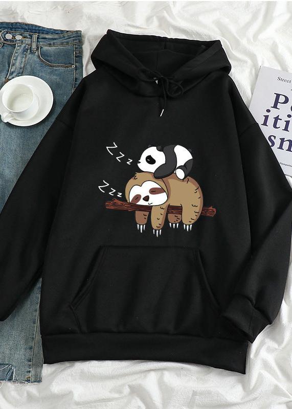 Cozy Sloth & Panda Print Women's Casual Pullover Hoodie