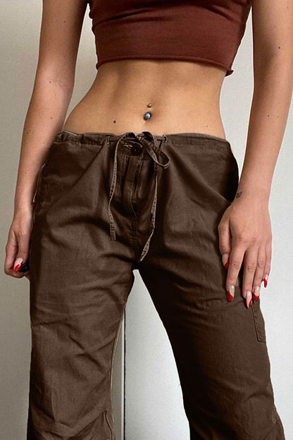 Vintage High-Waisted Drawstring Cargo Pant