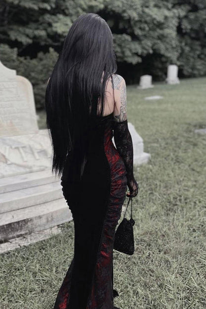 Contrast Fishtail Gothic Dress