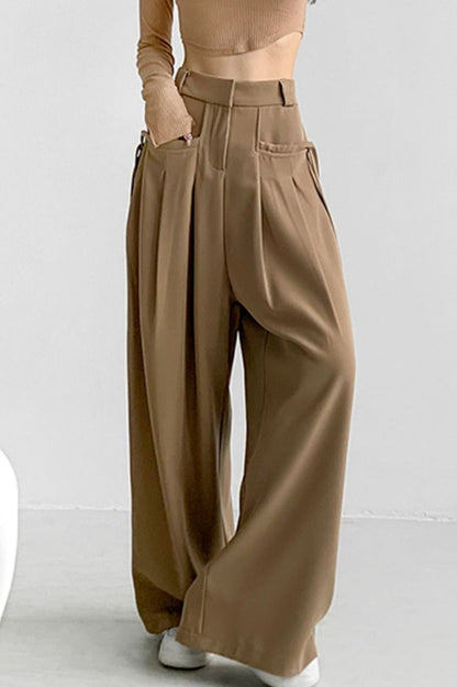 Casual High Waist Fluid Wide Leg Pants