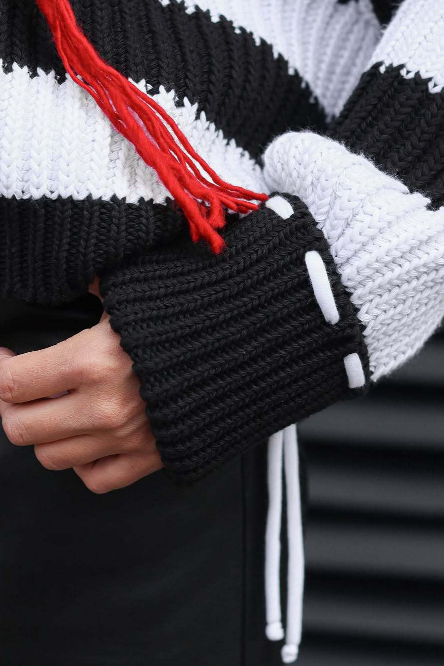 Loose Striped Crew Neck Long Sleeve Knit Sweater