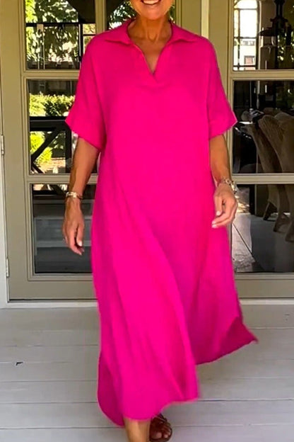 Classy Plain Half Sleeve Midi Dress