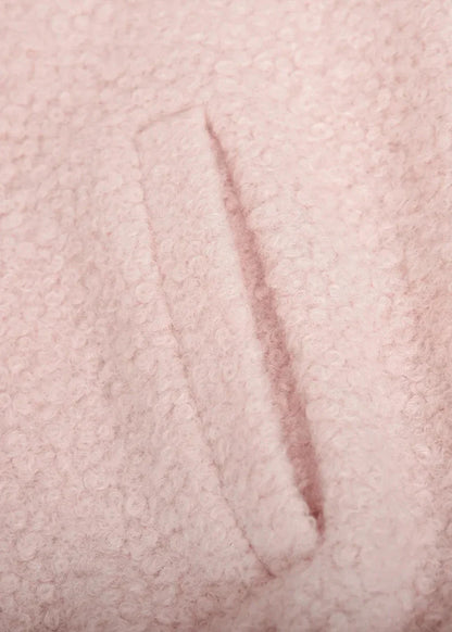 Cozy Pink Drop Shoulder Stand Collar Jacket