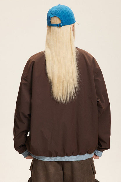 Reversible Stand Collar Colorblock Jacket