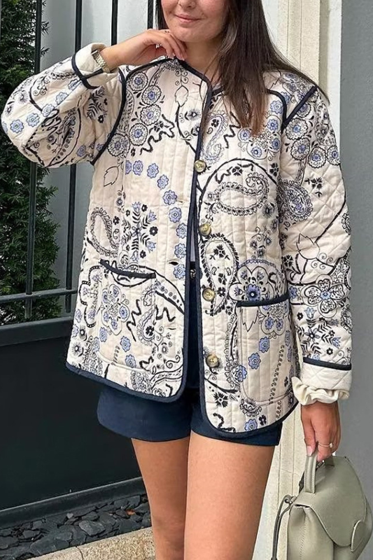 Printed Casual Quilted Cotton Jacket