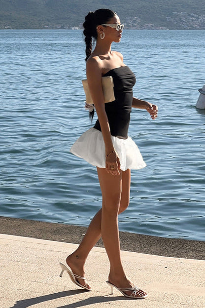 Fall Chic Elegant Strapless Peplum Mini Party Dress