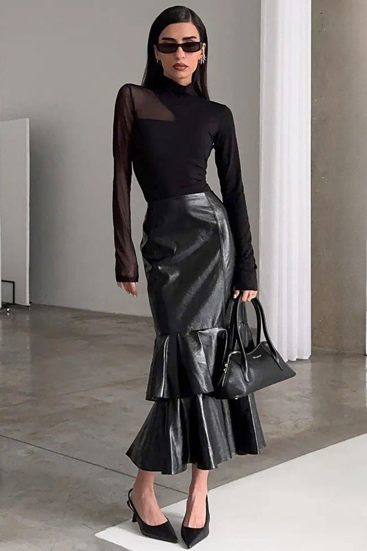 Vintage High-Waist Mermaid Maxi Skirt