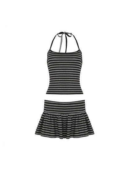 Sexy Backless Stripes Two Piece