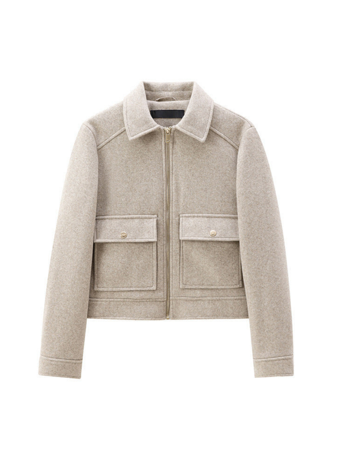 Tweed Lapel Zipper Jacket