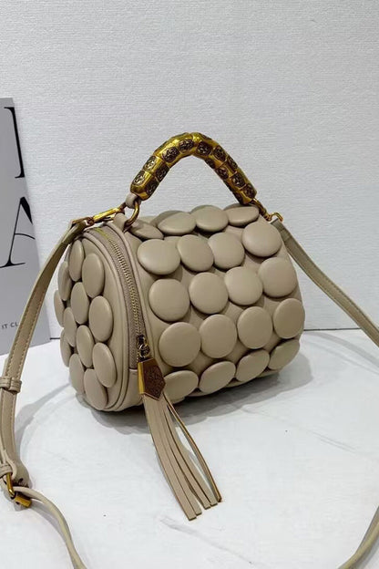 Cylindrical Classic Button Handmade Shoulder Bag