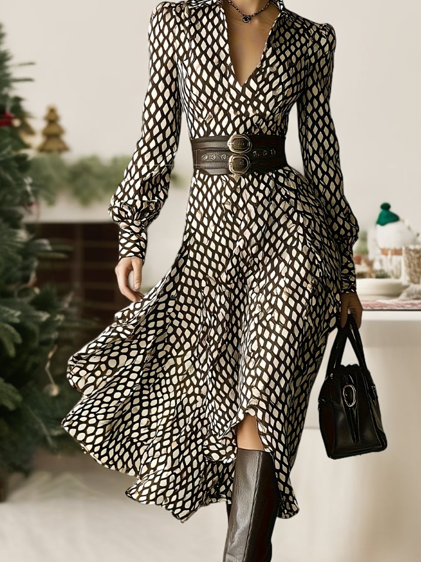 Izarah | Rhombus Print Dress