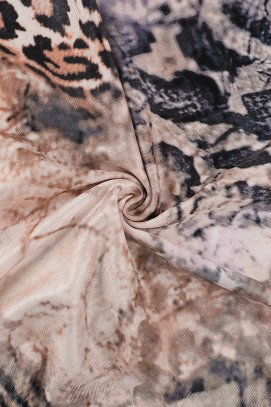 Leopard Lace Patchwork Slim Maxi Dress