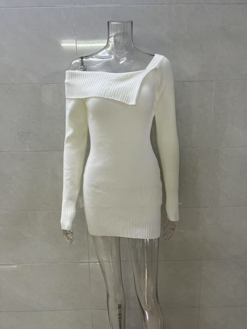Off Shoulder Knit Mini Dress For Women 2026