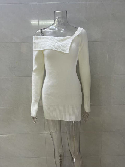 Off Shoulder Knit Mini Dress For Women 2026