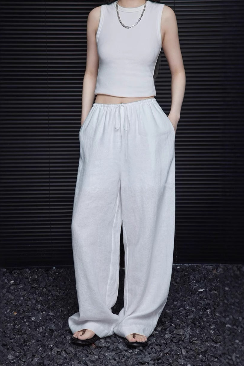 Elegant Cotton Linen Wide Leg Pant