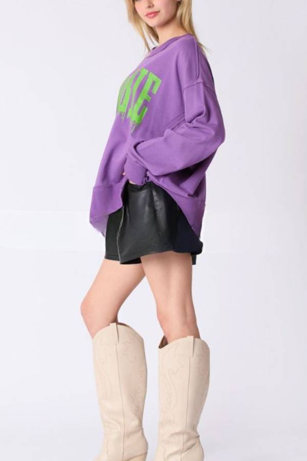 Halloween Letter Printed Top Loose Casual Sweatshirt