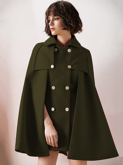 Women Burgundy Wool Blend Poncho Oversized Cape Coat Winter Outerwear 2026