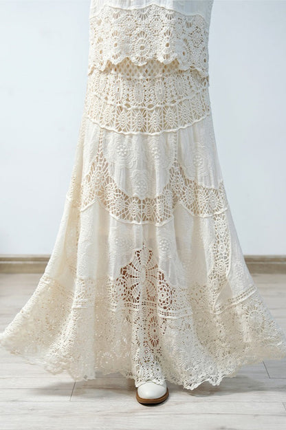 Crochet Lace A-Line Maxi Skirt
