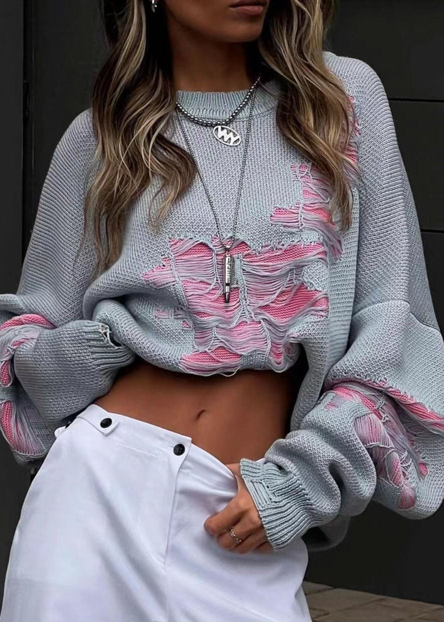 Urban Chic Distressed Colorblock Sweater