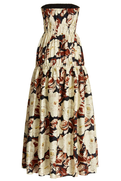 Floral Frill Sleeveless Midi Dress