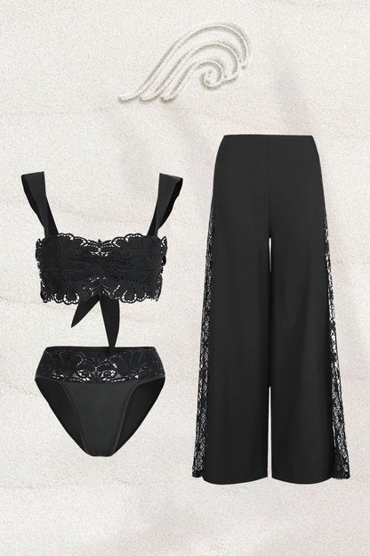 Yvonne Lace Three-piece Swim Set